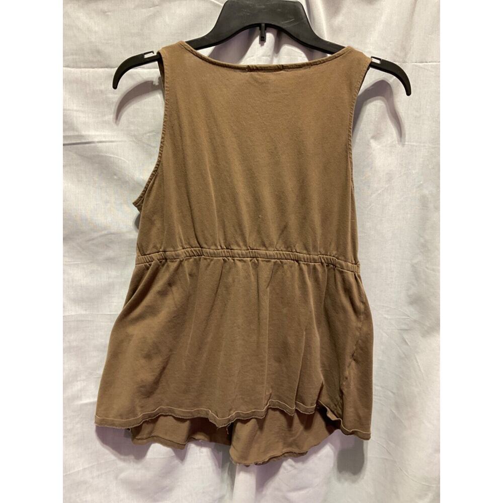 Old Navy Maternity Top M Brown Embroidered Neckline Sleeveless Cotton - Picture 4 of 4